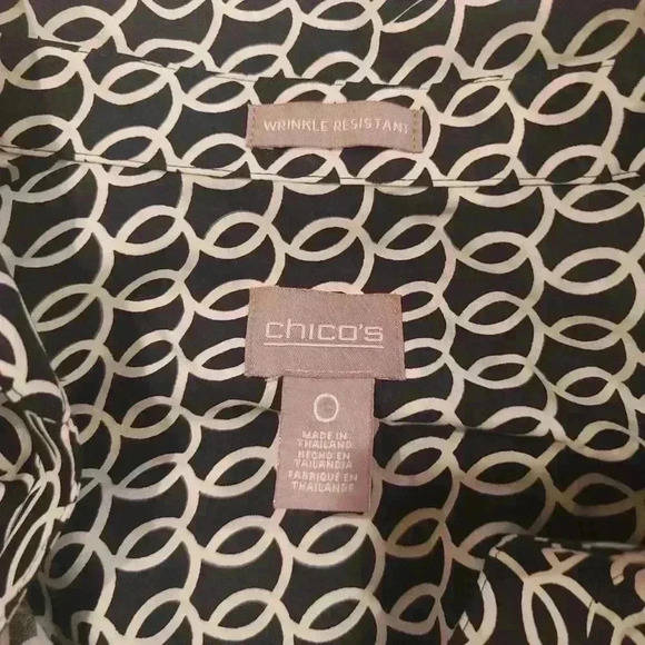 CHICOS Playful Loop Blouse Wrinkle Free Long Sleeve Button Closure V-neck XS - Picture 7 of 9